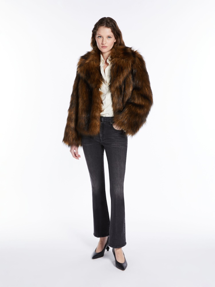 Fluffy fabric short heavy jacket