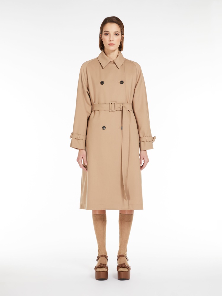 Double-breasted trench coat in showerproof fabric