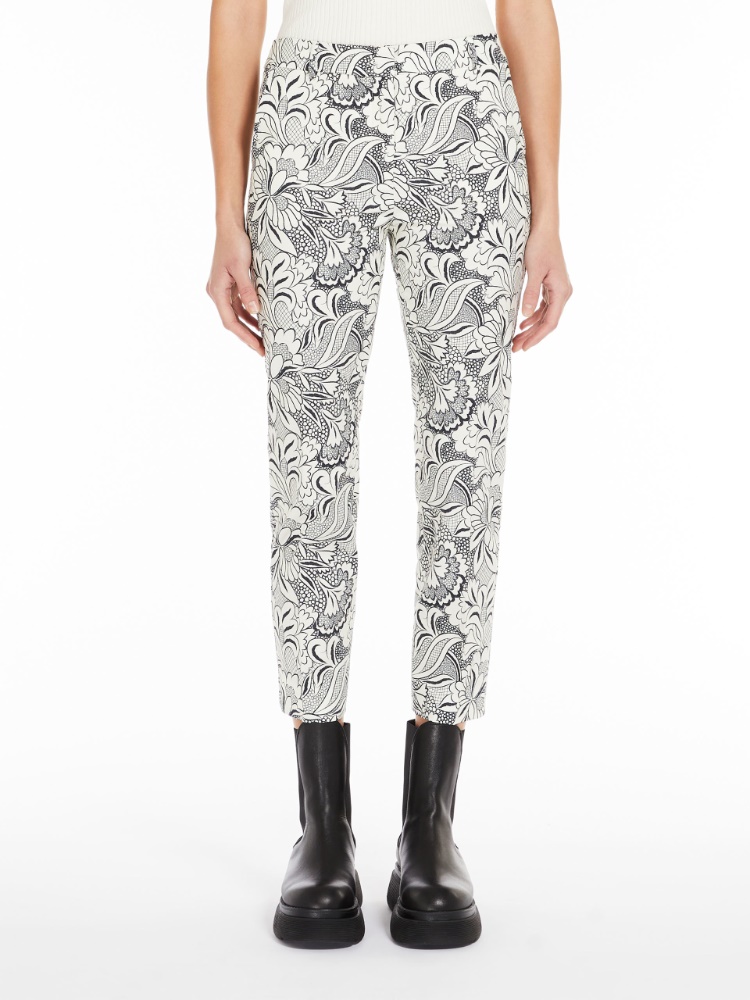 Printed cotton cigarette-cut trousers