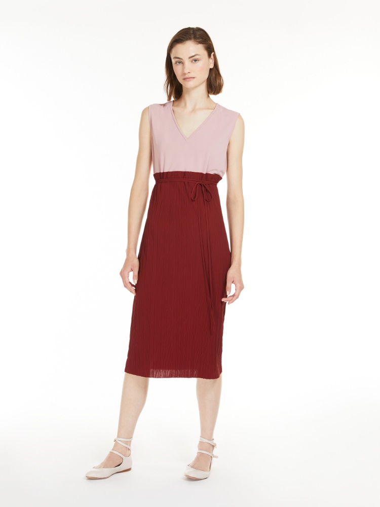 Belted sheath dress in jersey fabric