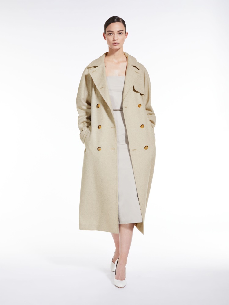 Cashmere, alpaca and camel trench coat