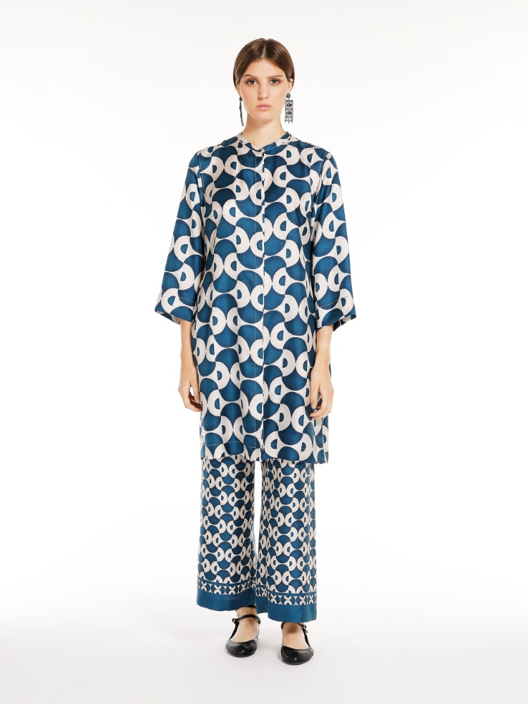 Printed silk kaftan dress