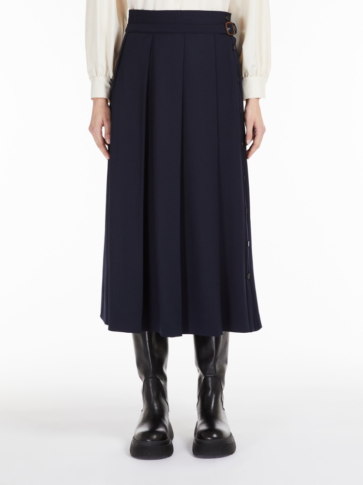 Technical wool gabardine skirt