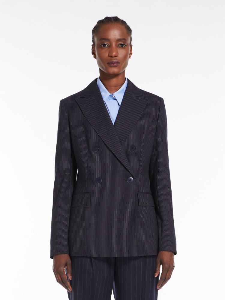 Pinstripe wool-blend blazer