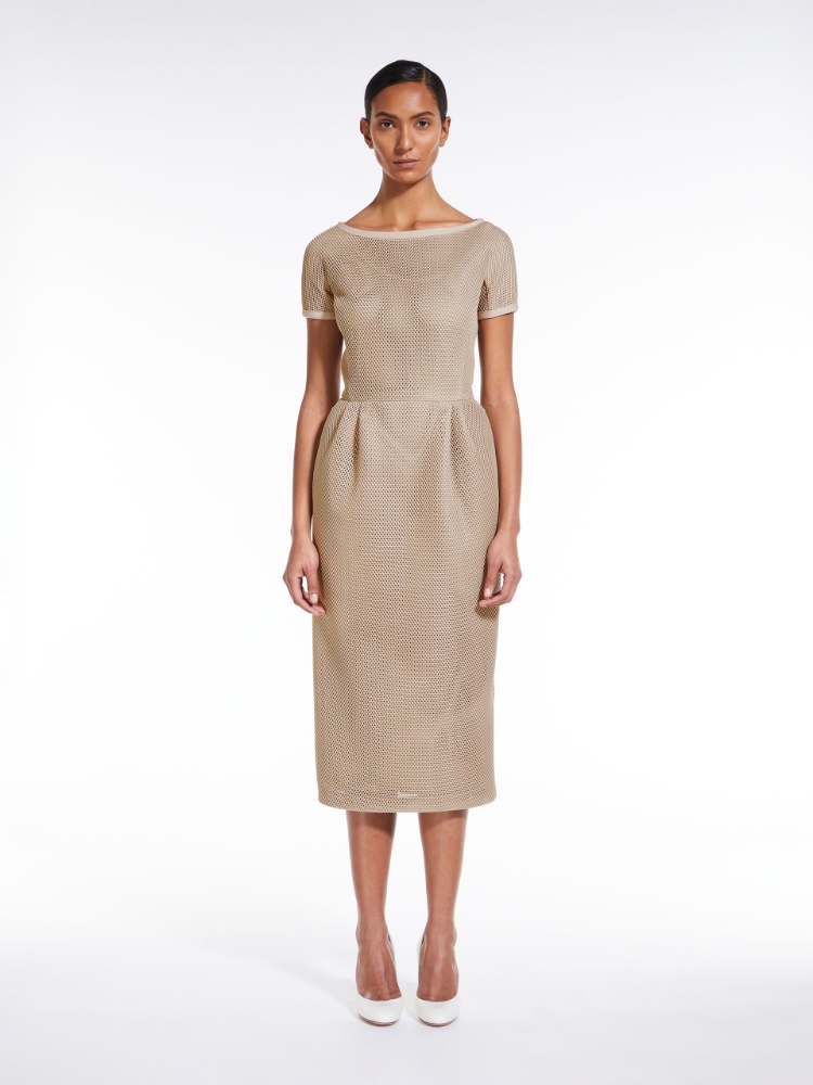 Sheath dress in mesh-effect jersey