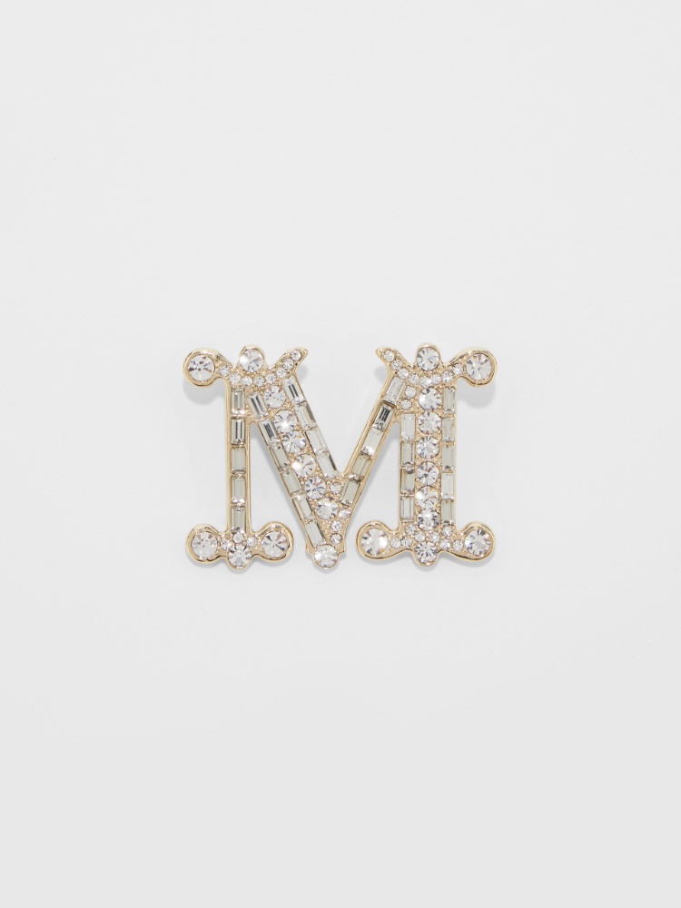 Monogram brooch with crystals