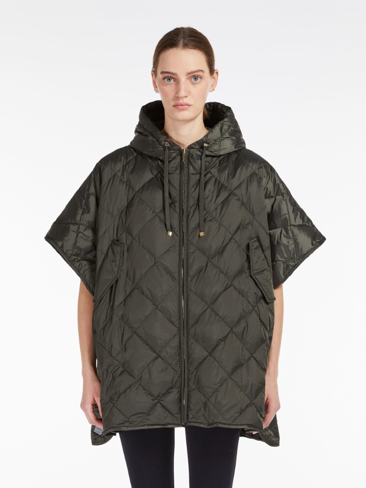 Cape with hood in water-resistant canvas