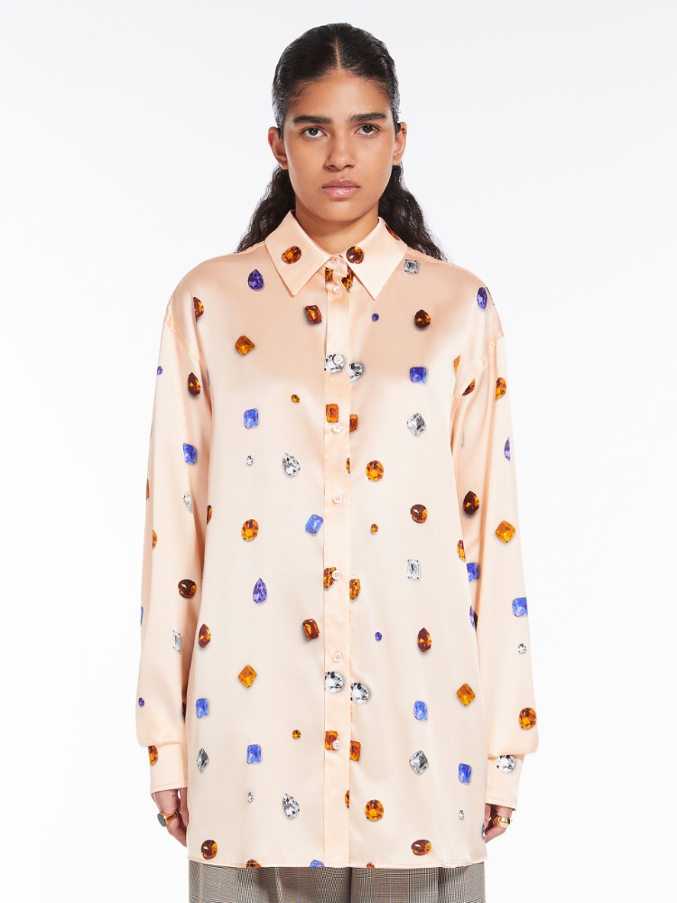 Printed satin oversized shirt