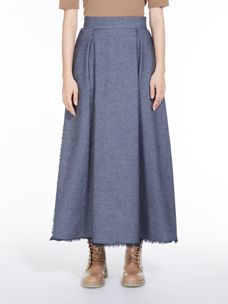 Denim-look cotton skirt