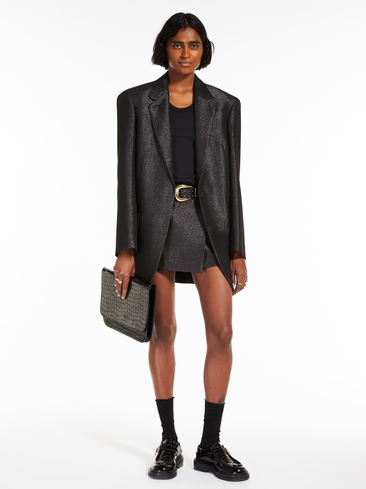 Oversized blazer in metal effect fabric