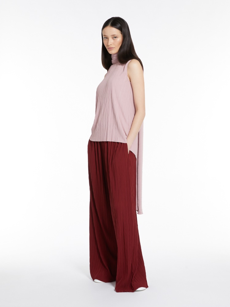Pleated stretch jersey top