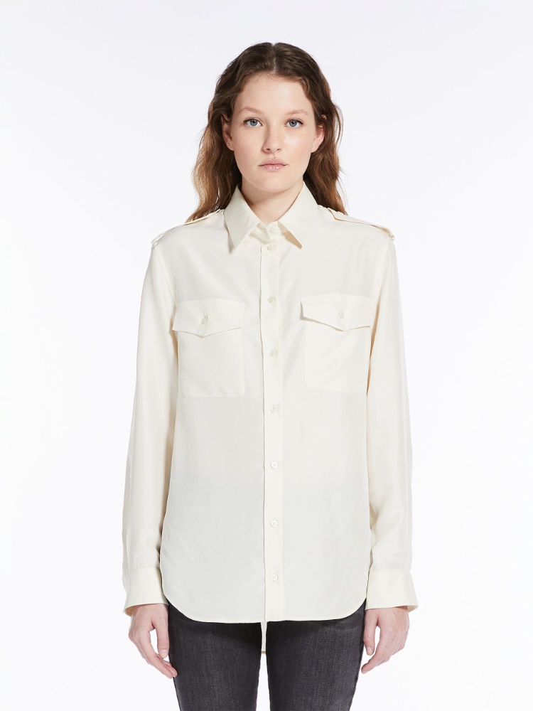 Epaulette-detail silk shirt