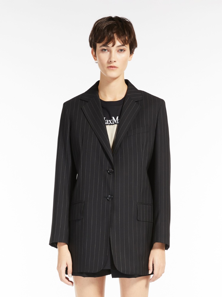 Single-breasted blazer in pinstriped wool