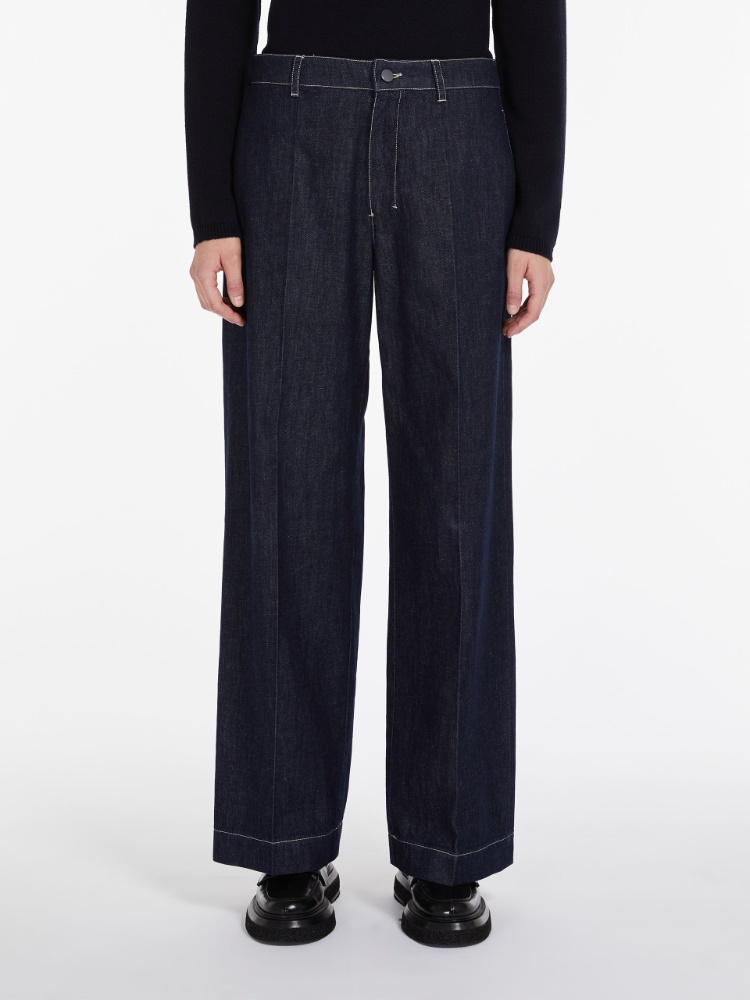 Wide denim trousers