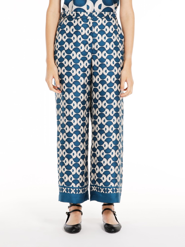Fluid printed silk trousers