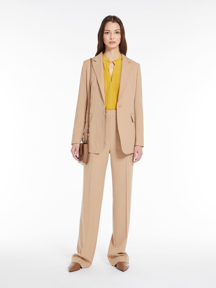 Long wool crepe trousers