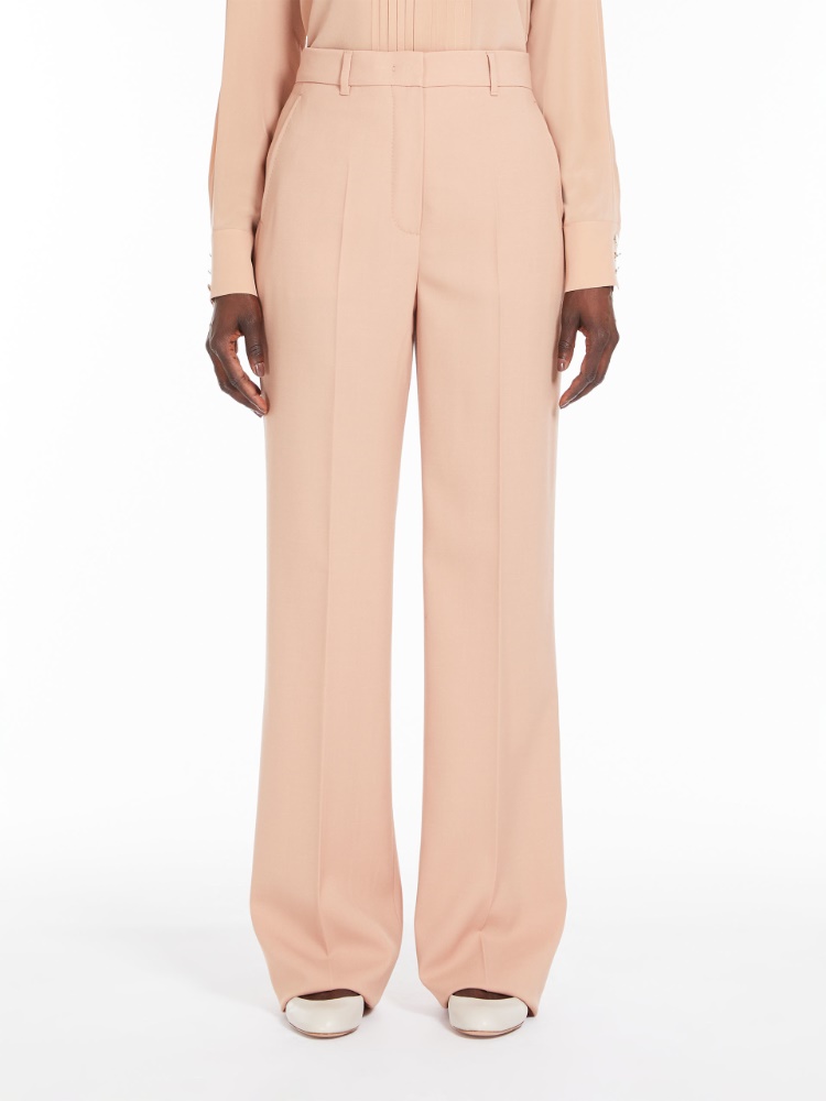 Long wool crepe trousers