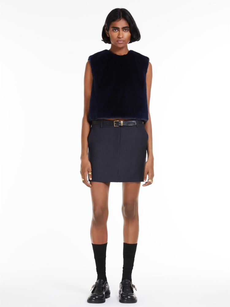 Short jaspé wool skirt