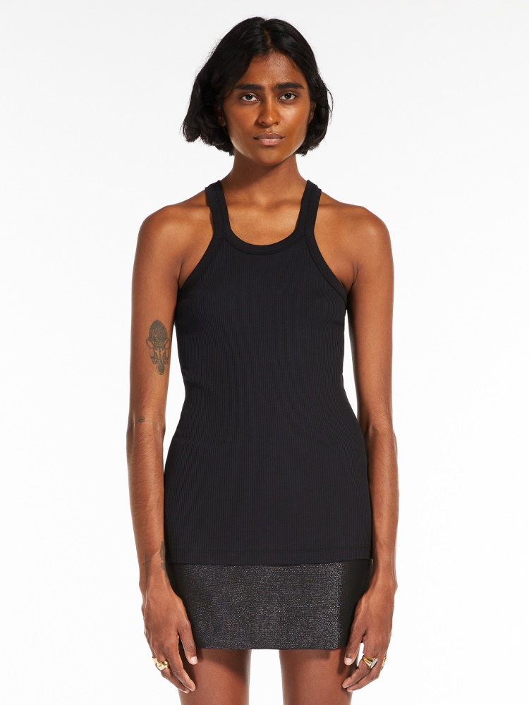 Silk-blend jersey vest top