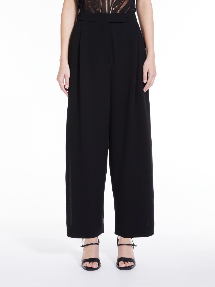 Wide-leg cady trousers