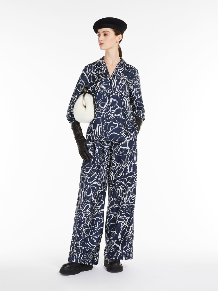 Printed silk trousers