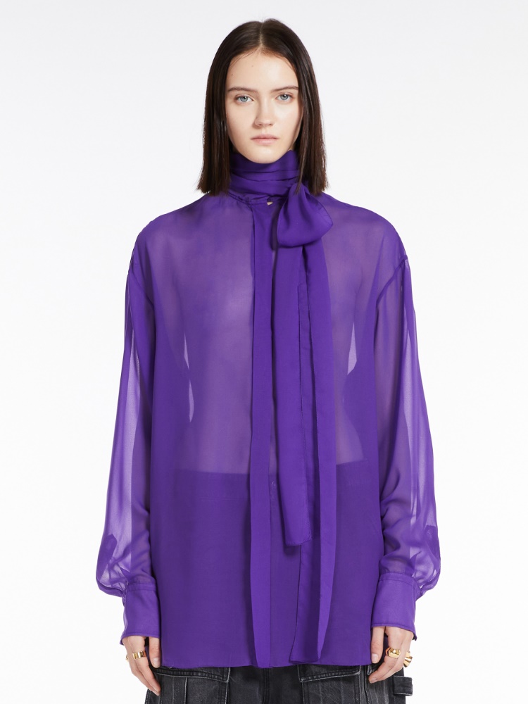 Blouse with sash collar