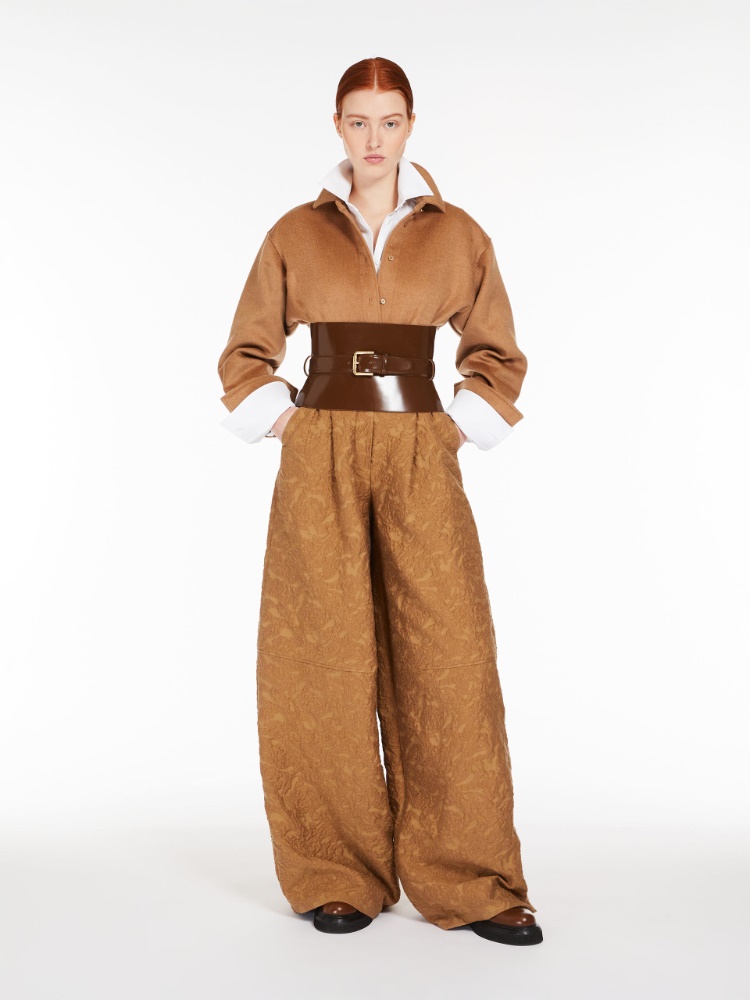 Wide trousers in brocade jacquard
