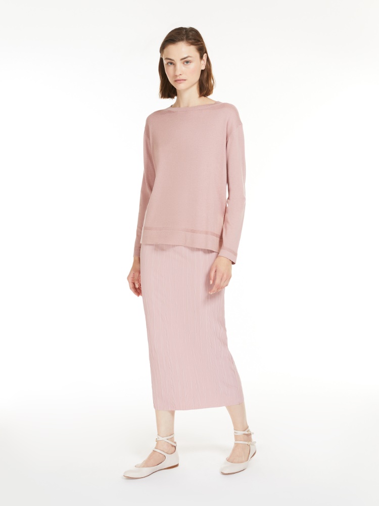 Pleated jersey pencil skirt