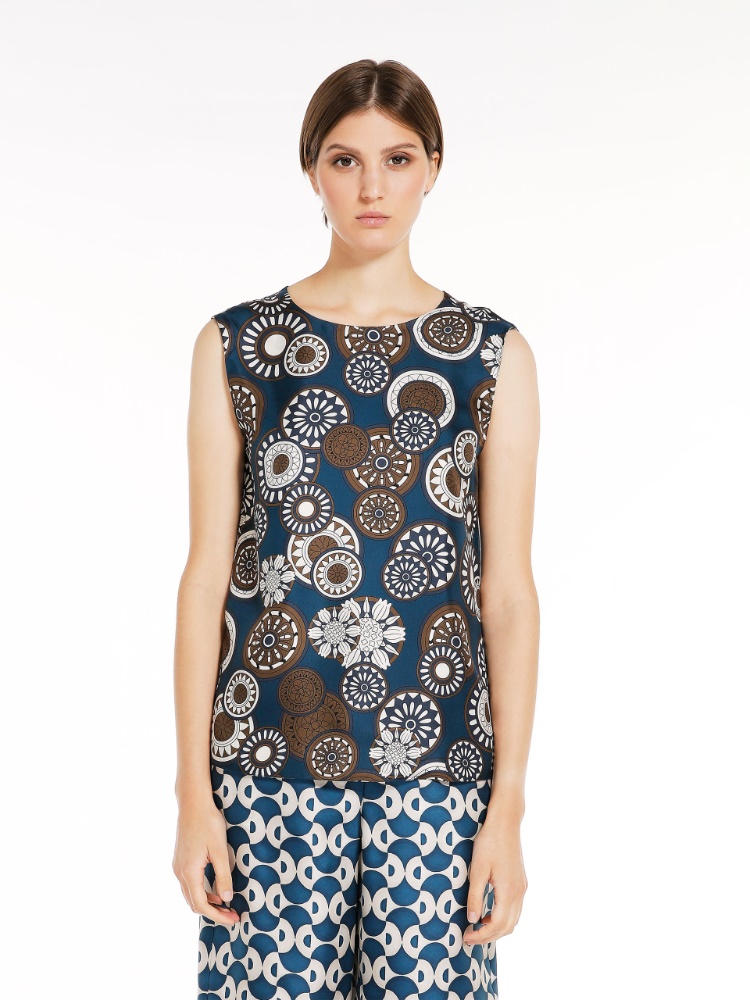 Reversible printed silk top
