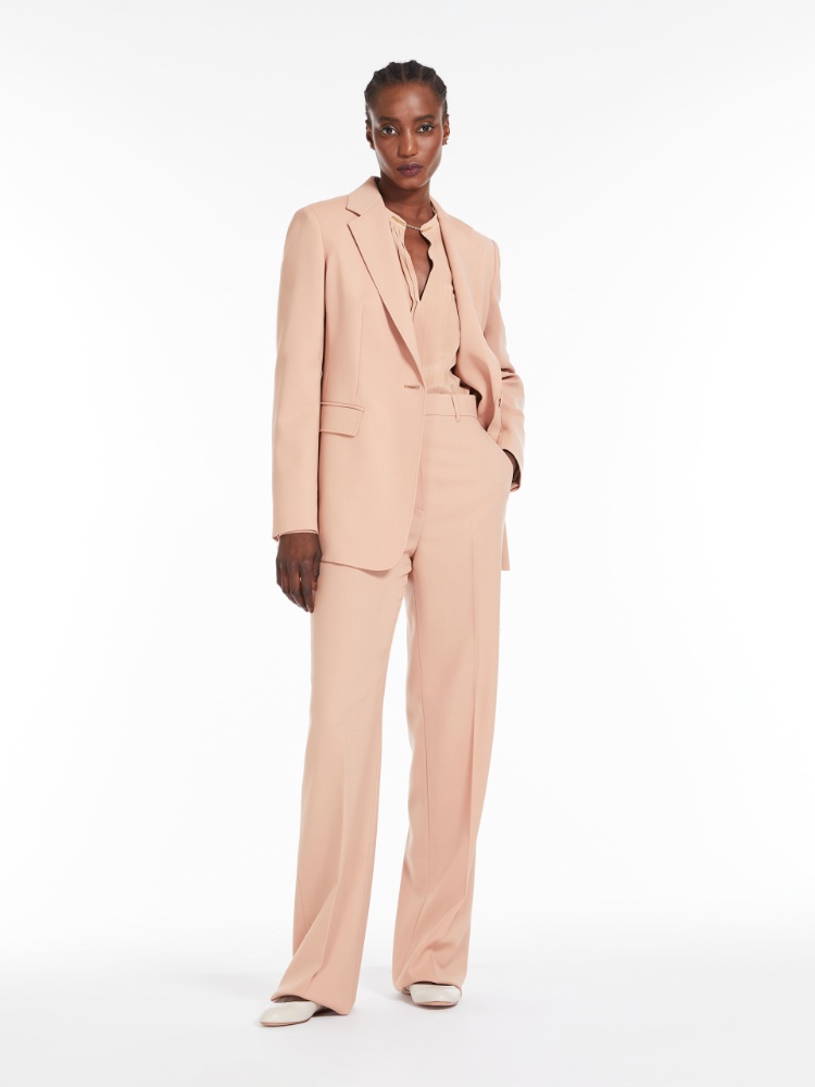 Long wool crepe trousers