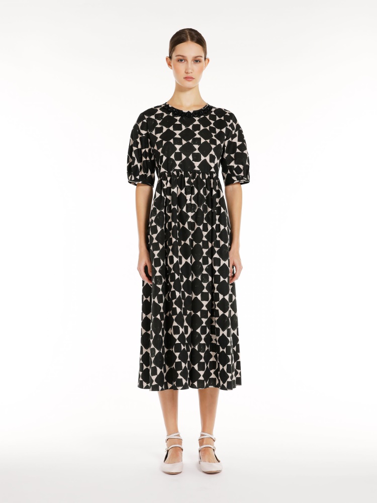 Printed poplin dress