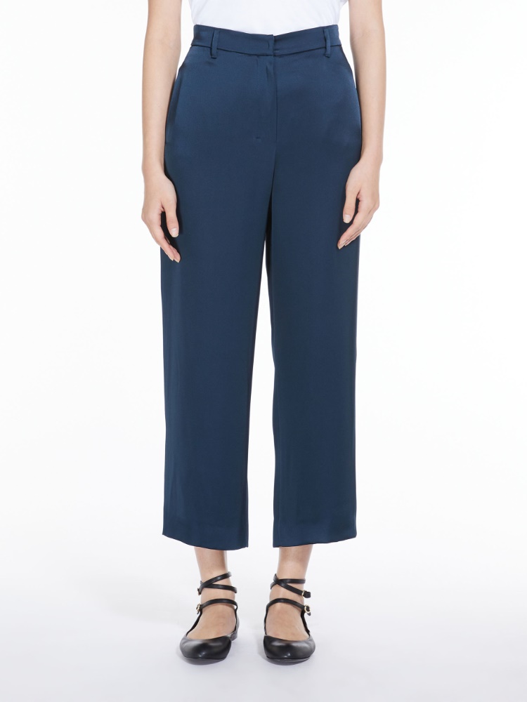 Viscose-blend satin trousers