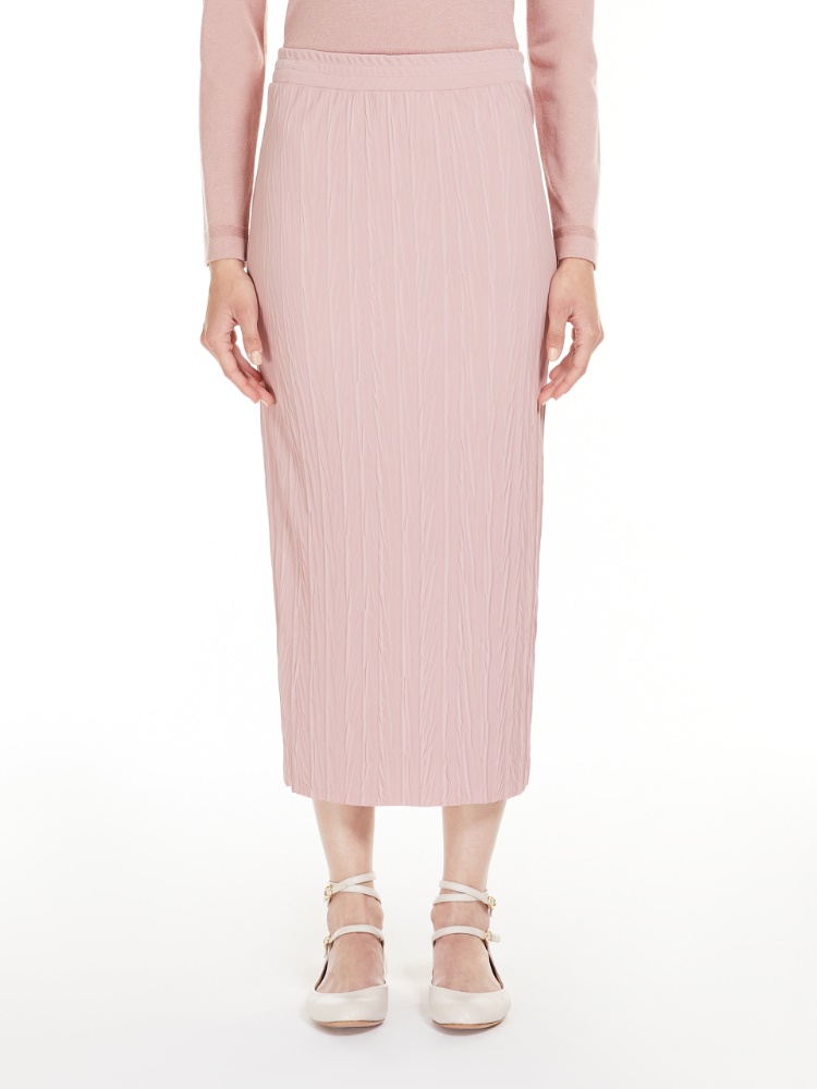 Pleated jersey pencil skirt