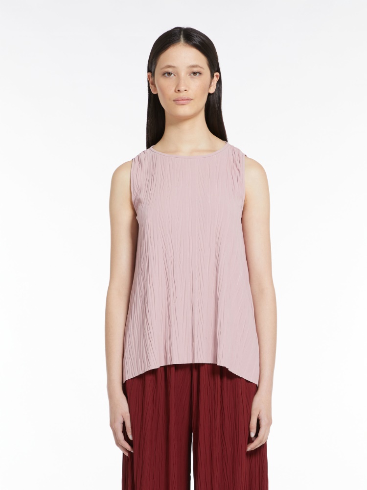 Pleated stretch jersey top