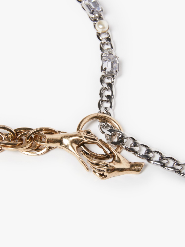 Bow tie necklace in resin and glass