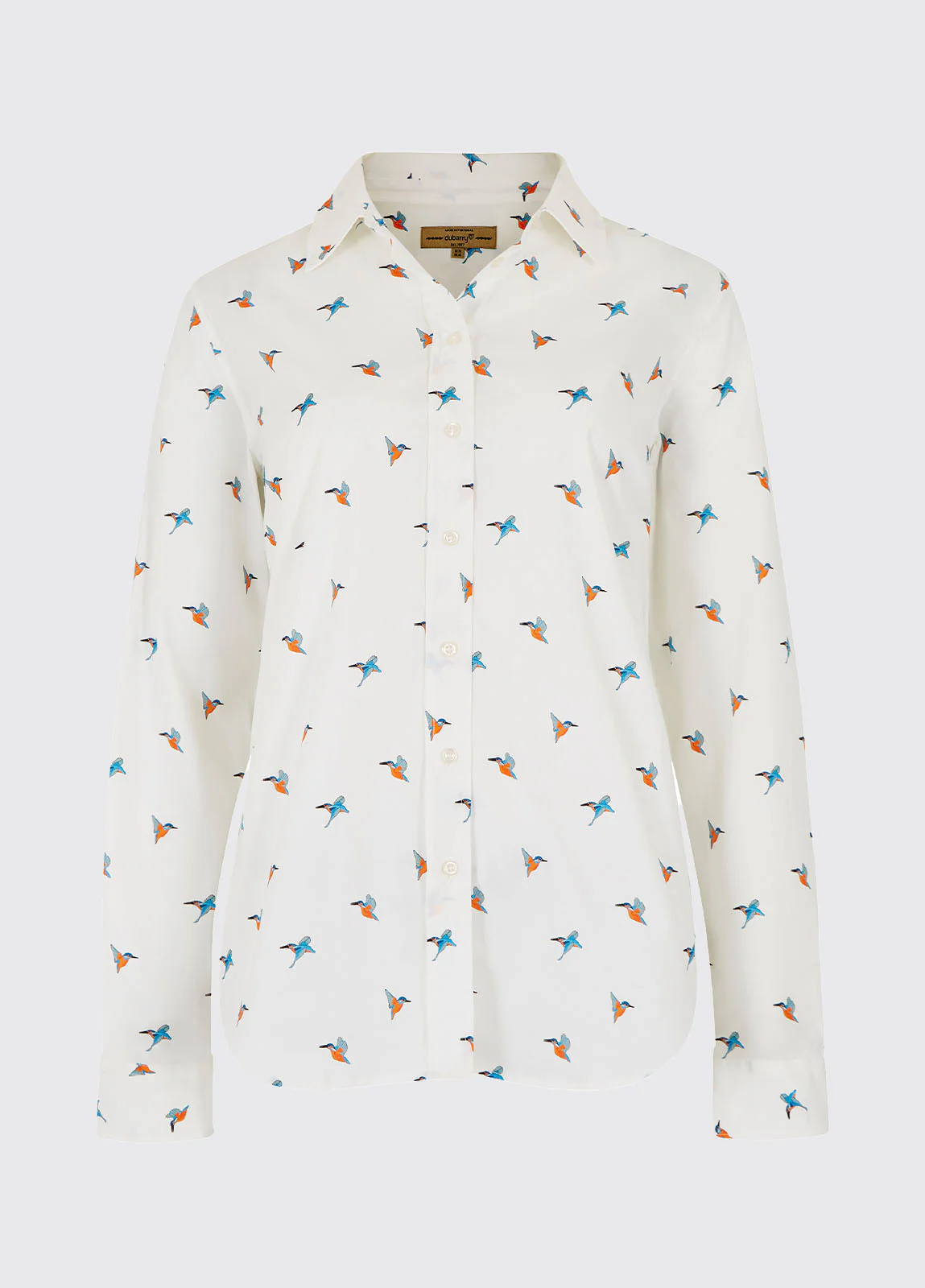 Firefly Ladies' Long Sleeve Kingfisher Print Shirt - White - Sample