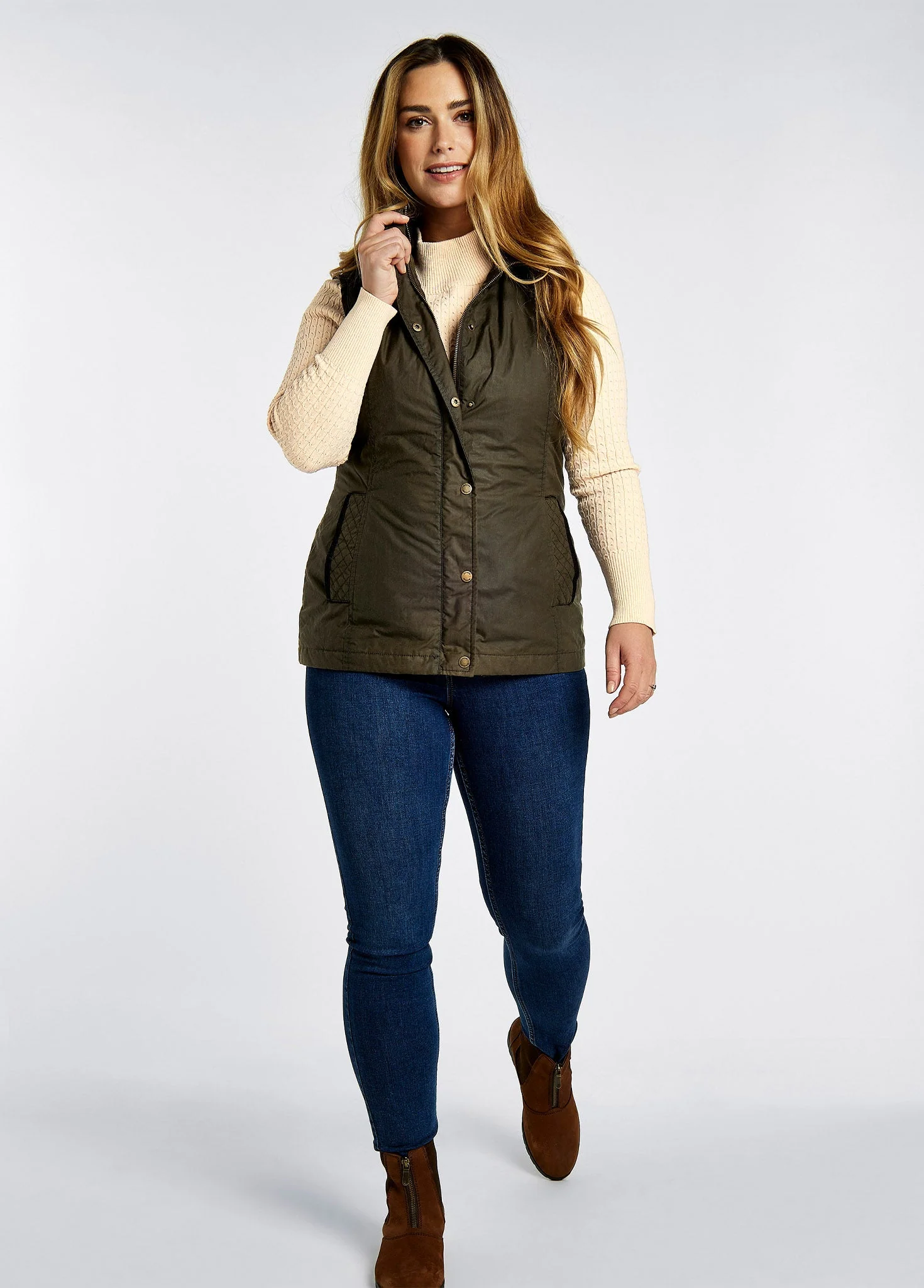Pakenham Ladies' Waxed Cotton Vest - Pine - EU Size 38