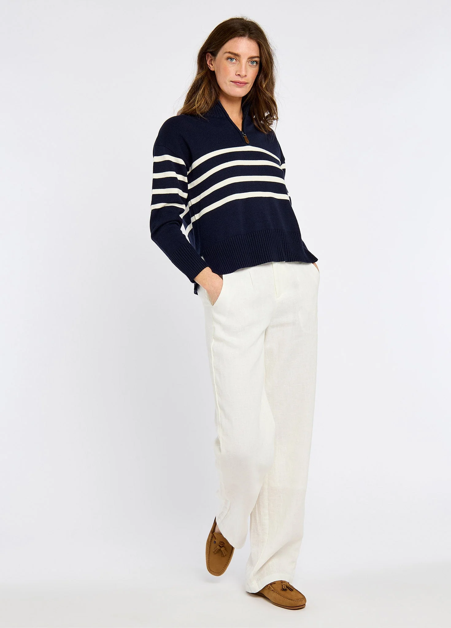 Fonthill Women's zip neck sweater- navy