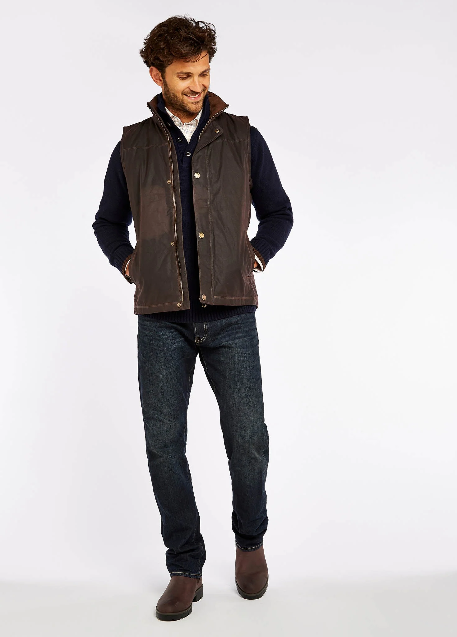 Mayfly Men's Waxed Cotton Vest - Java