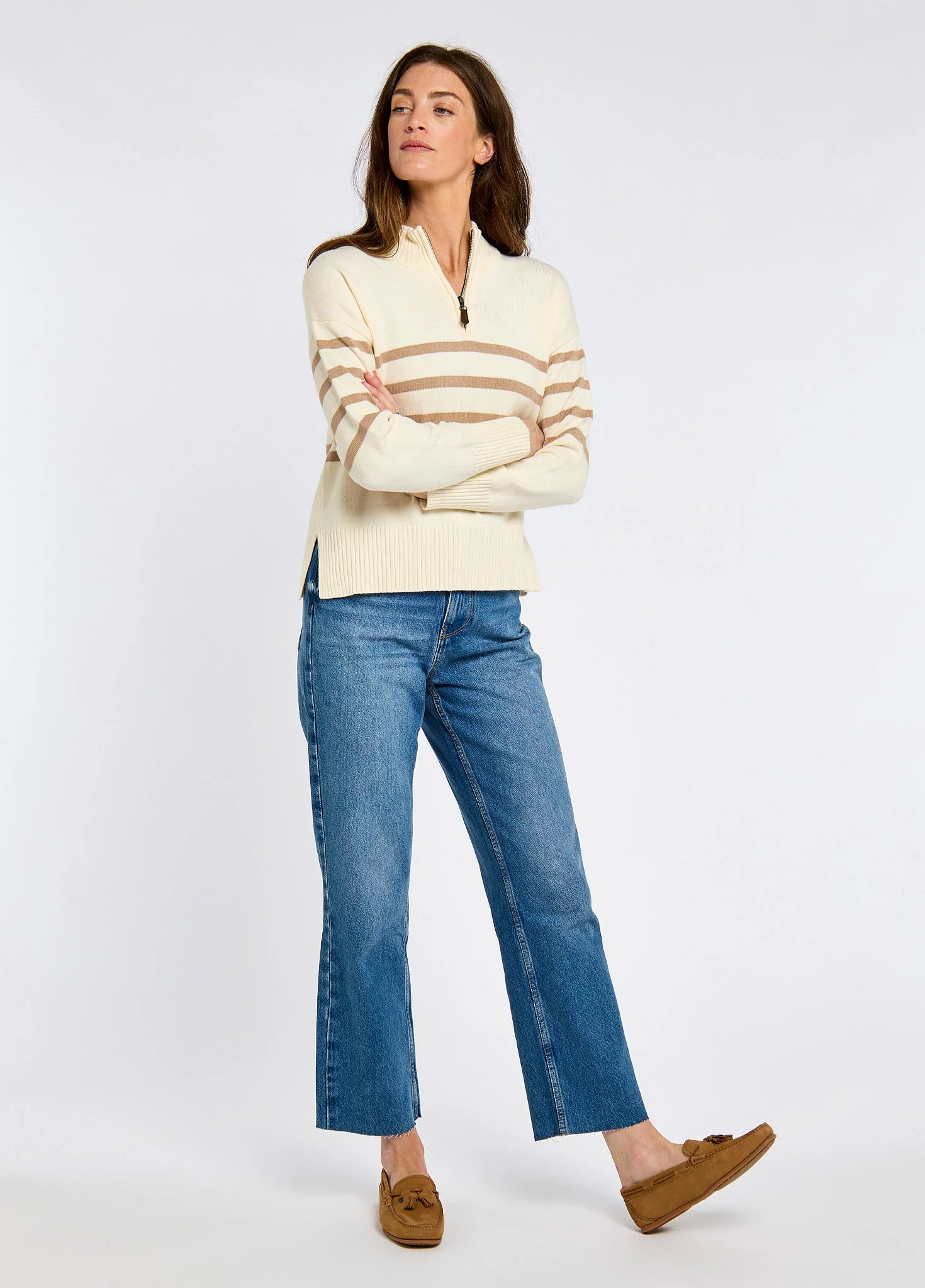 Fonthill Women's zip neck sweater- oyster