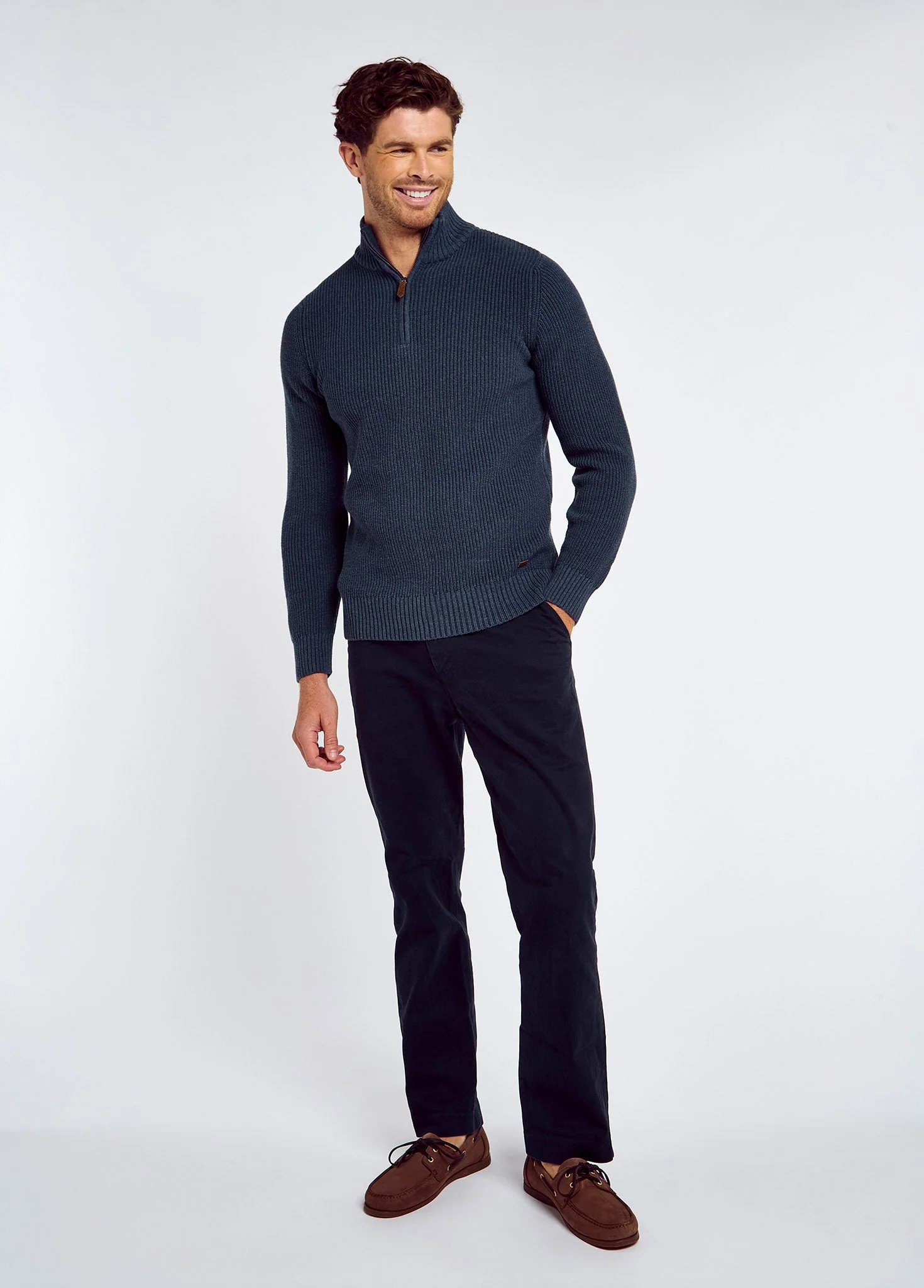 Portmarnock Men's fisherman zip neck - Denim