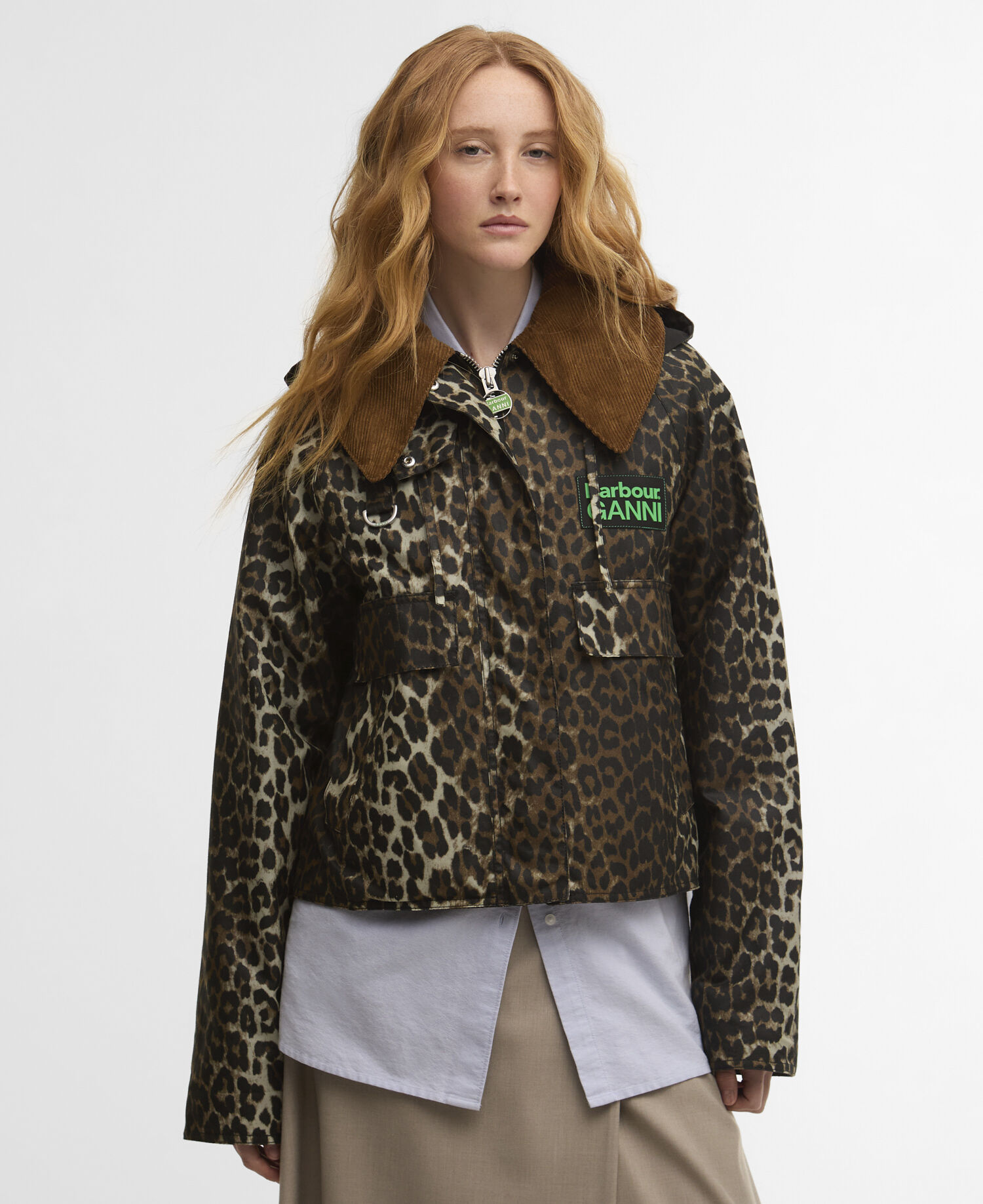 Barbour x GANNI Leopard Print Waxed Anorak