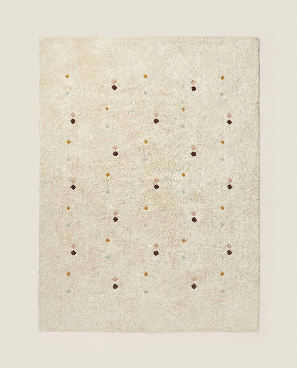 MULTICOLOURED EMBROIDERED SQUARES RUG