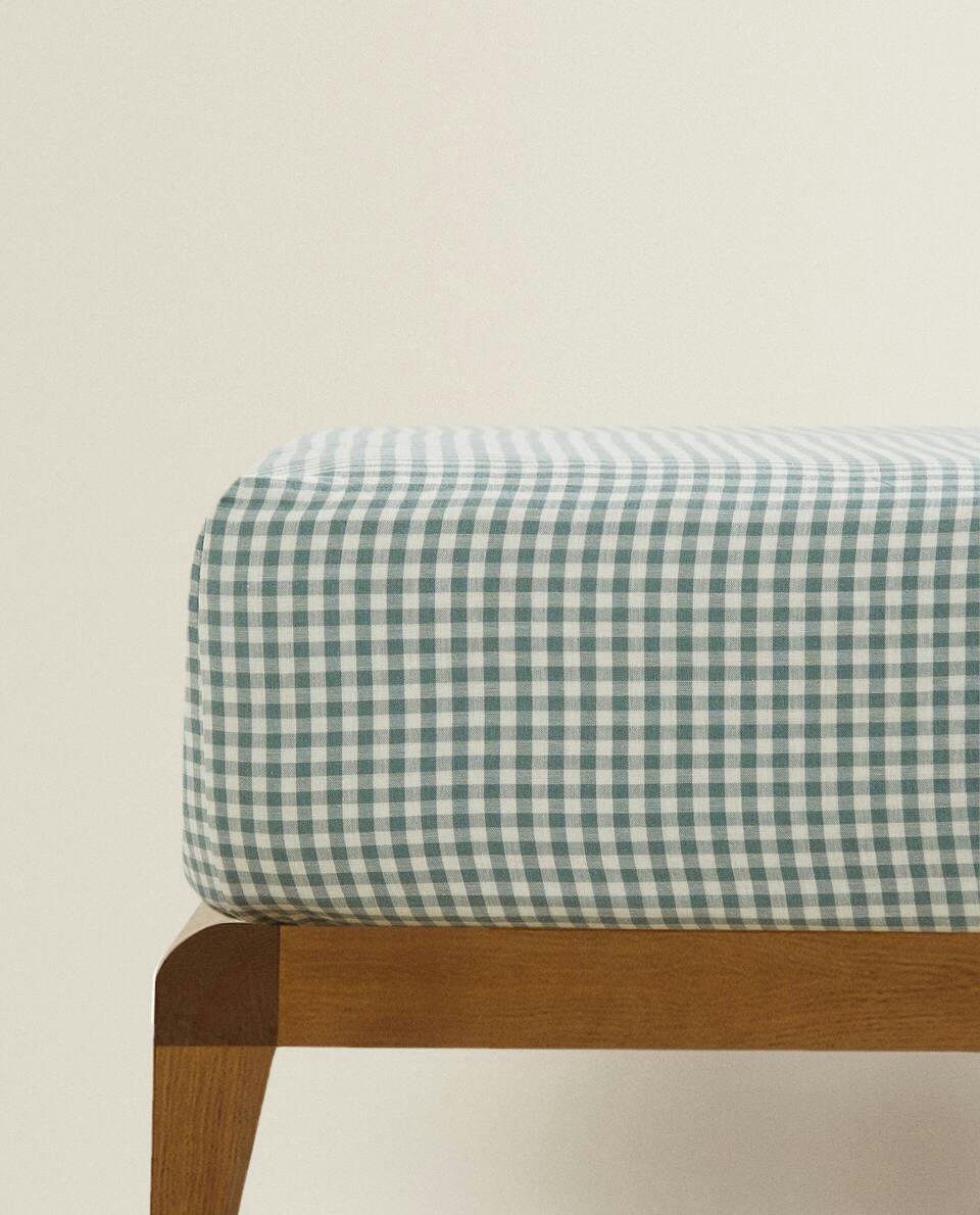 CHILDREN’S GINGHAM MUSLIN FITTED SHEET
