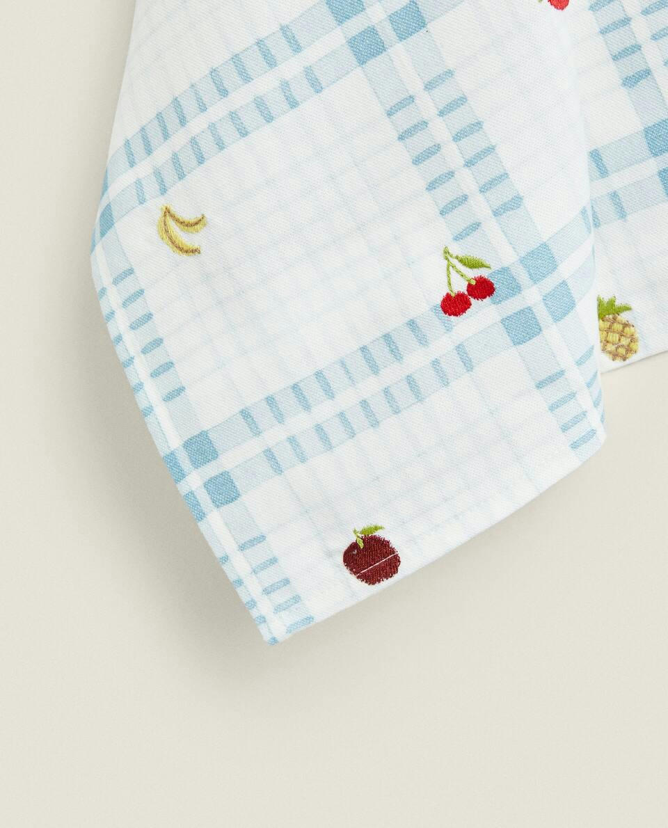 PRINTED AND EMBROIDERED TEA TOWEL