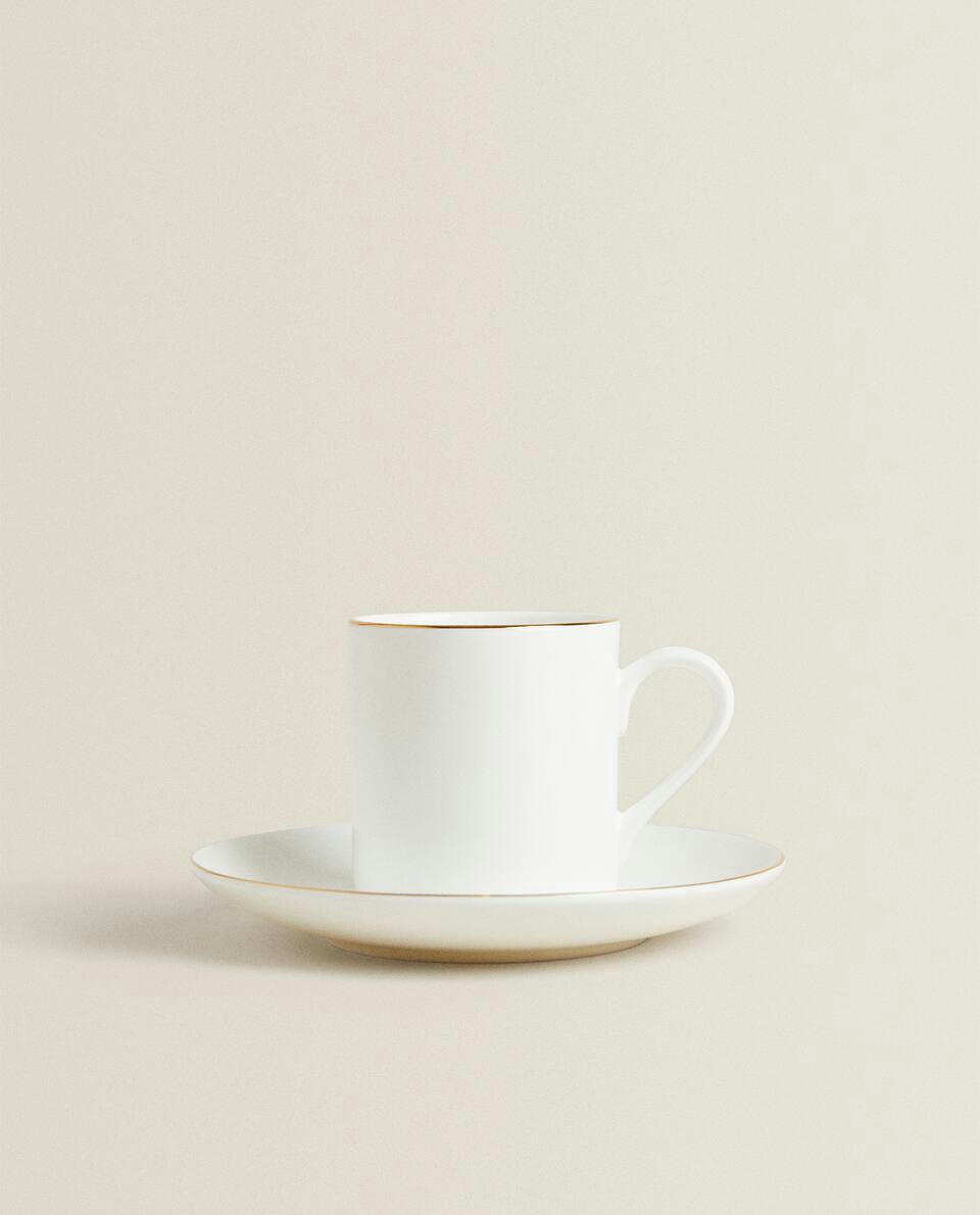 GOLD BONE CHINA COFFEE CUP AND SAUCER