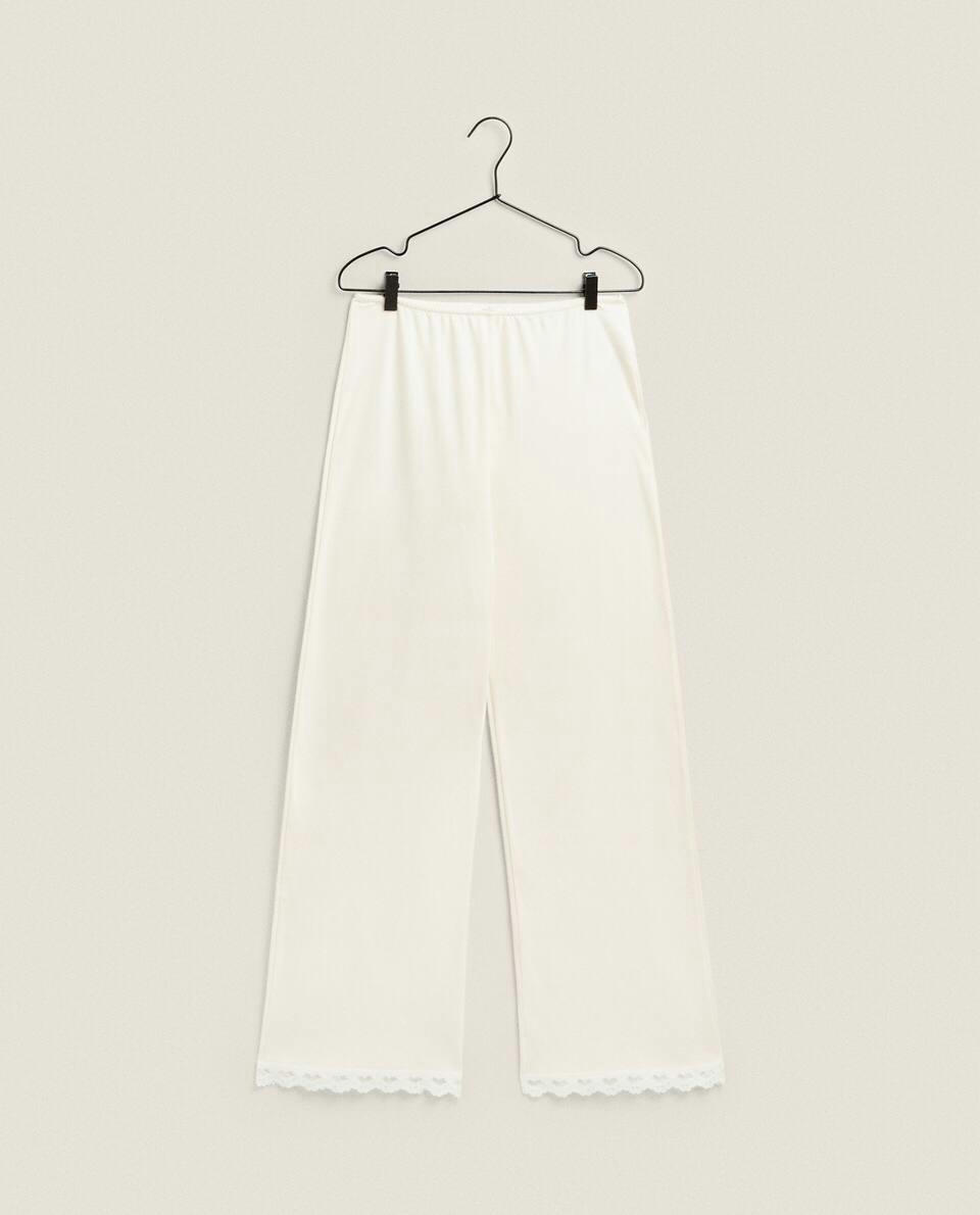 LACE-TRIMMED TROUSERS