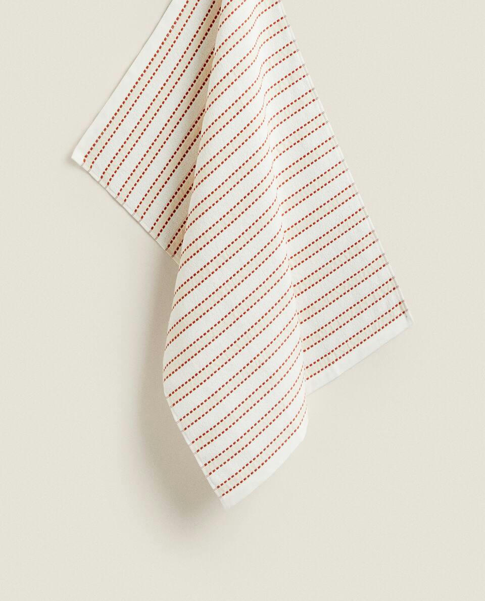 TERRY TEA TOWEL WITH TOPSTITCHING