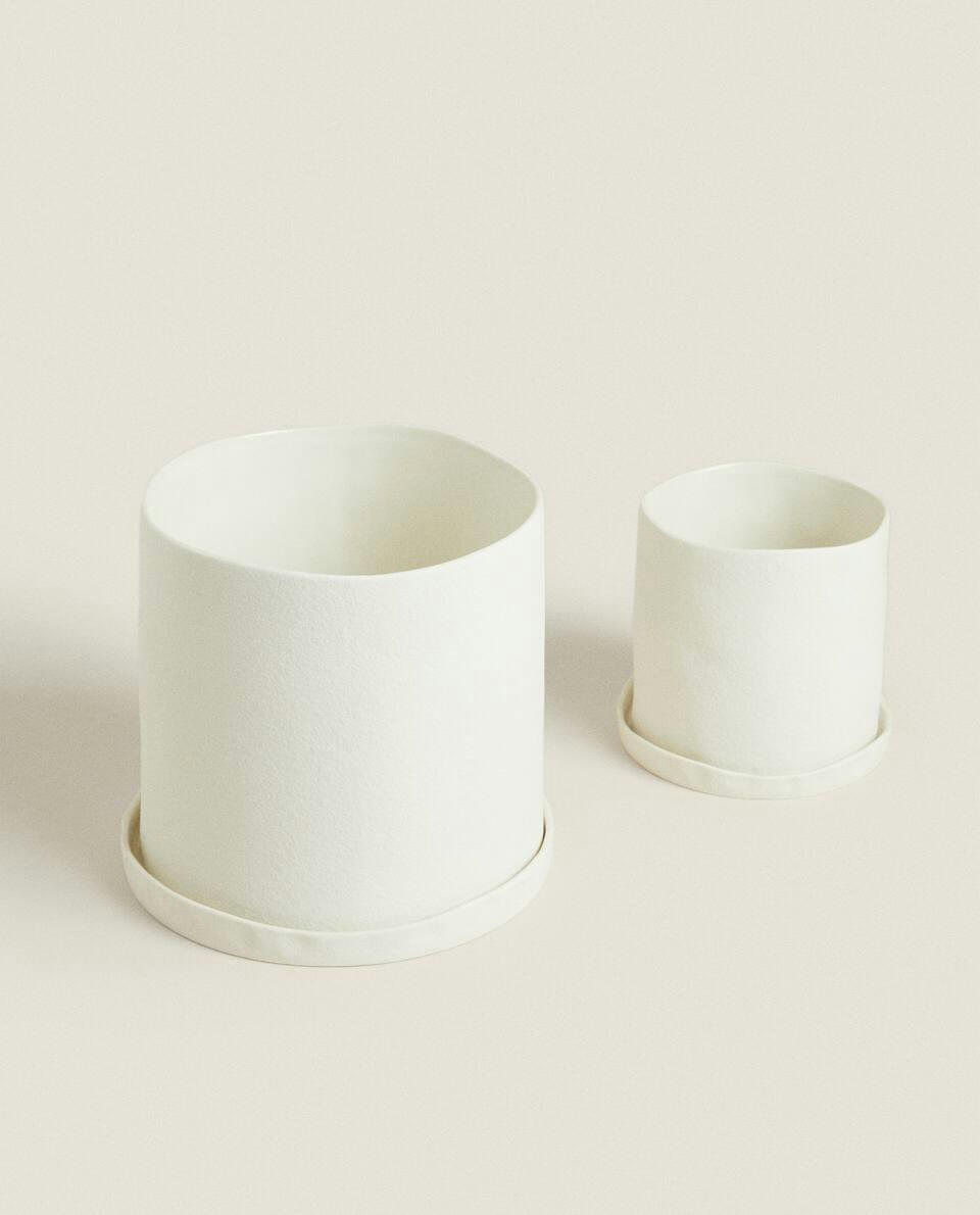 ROUGH FLOWERPOT WITH PLATE