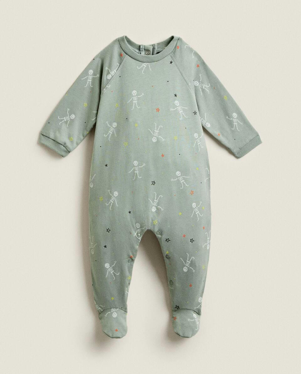 HALLOWEEN BABY ROMPER WITH SKELETONS